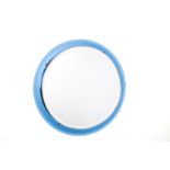 Round steel mirror with blue band. '70s