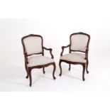 Two walnut armchairs. 18th century