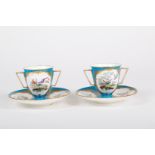 Pair of two-handled french porcelain covered cups