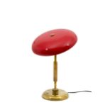 Italian brass and red aluminum table lamp. '50s