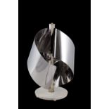 Chromed steel table lamp with white marble base