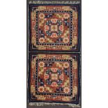 Pair of wool rugs. Tibet. About 1900