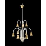 Italian chandelier with nine brass bells. '60s