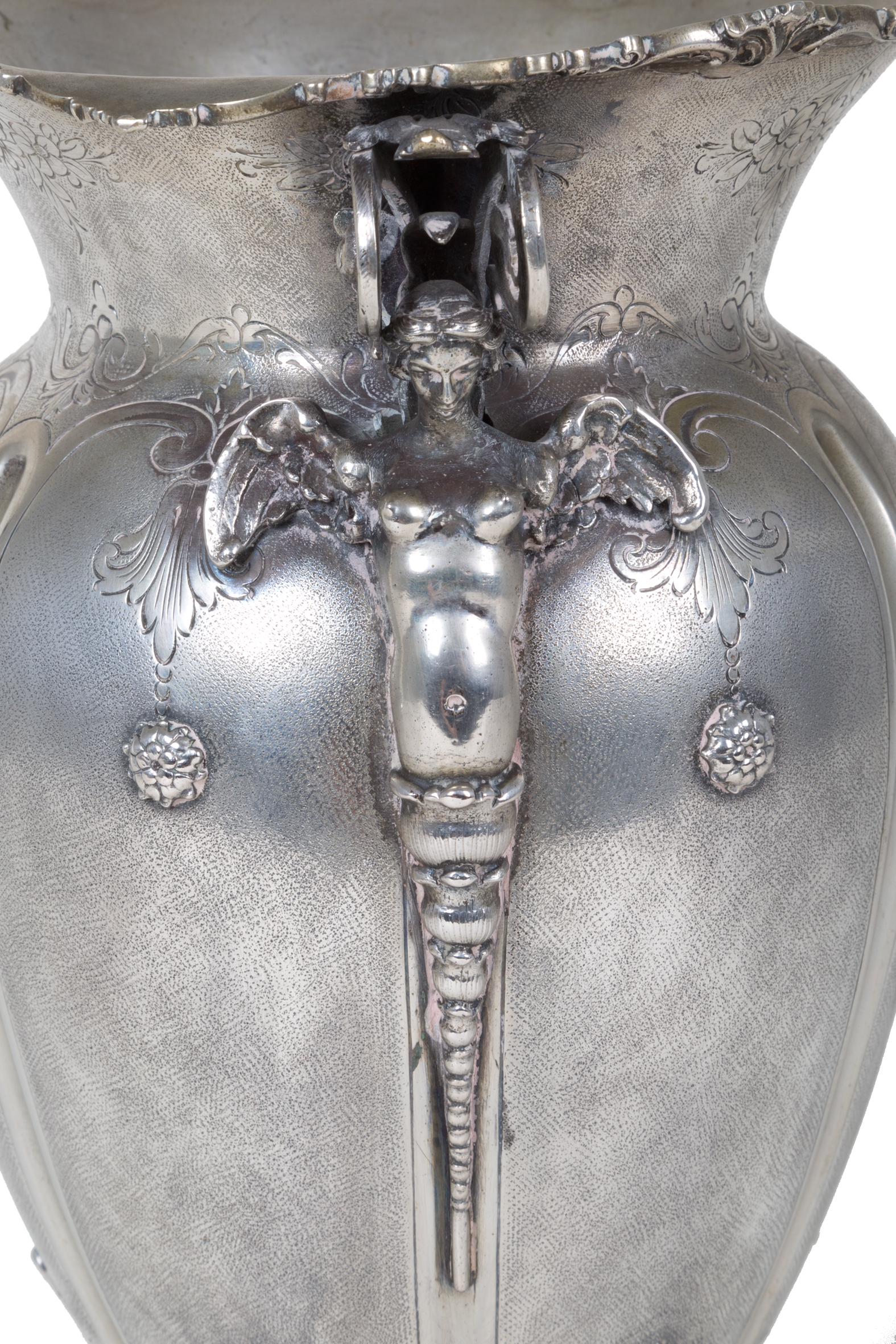 Embossed and chiseled silver vase, gr.1235 ca. - Image 3 of 5