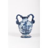 Majolica two-handled vase. Pavia-Lodi. 18th c.
