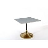 SAVINI-POZZI. Brass and iron table with glass top