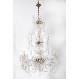 Six-arm Baccarat crystal chandelier.19th century