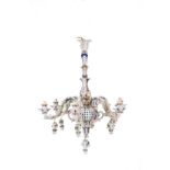 CAPODIMONTE porcelain six arms chandelier