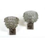 Pair of Murano ashlar glass appliques. '50s