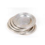 Set of six 800 silver plates. 20th century