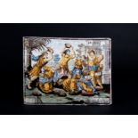 Framed CASTELLI majolica plaque. 18th century