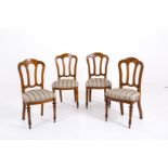 Walnut wood four chairs. Late 19th c.