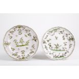 Two majolica plates. Moustier. 18th century