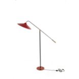 Italian iron and brass tilting floor lamp. '50s