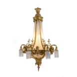 Six-lights bronze chandelier. 19th century
