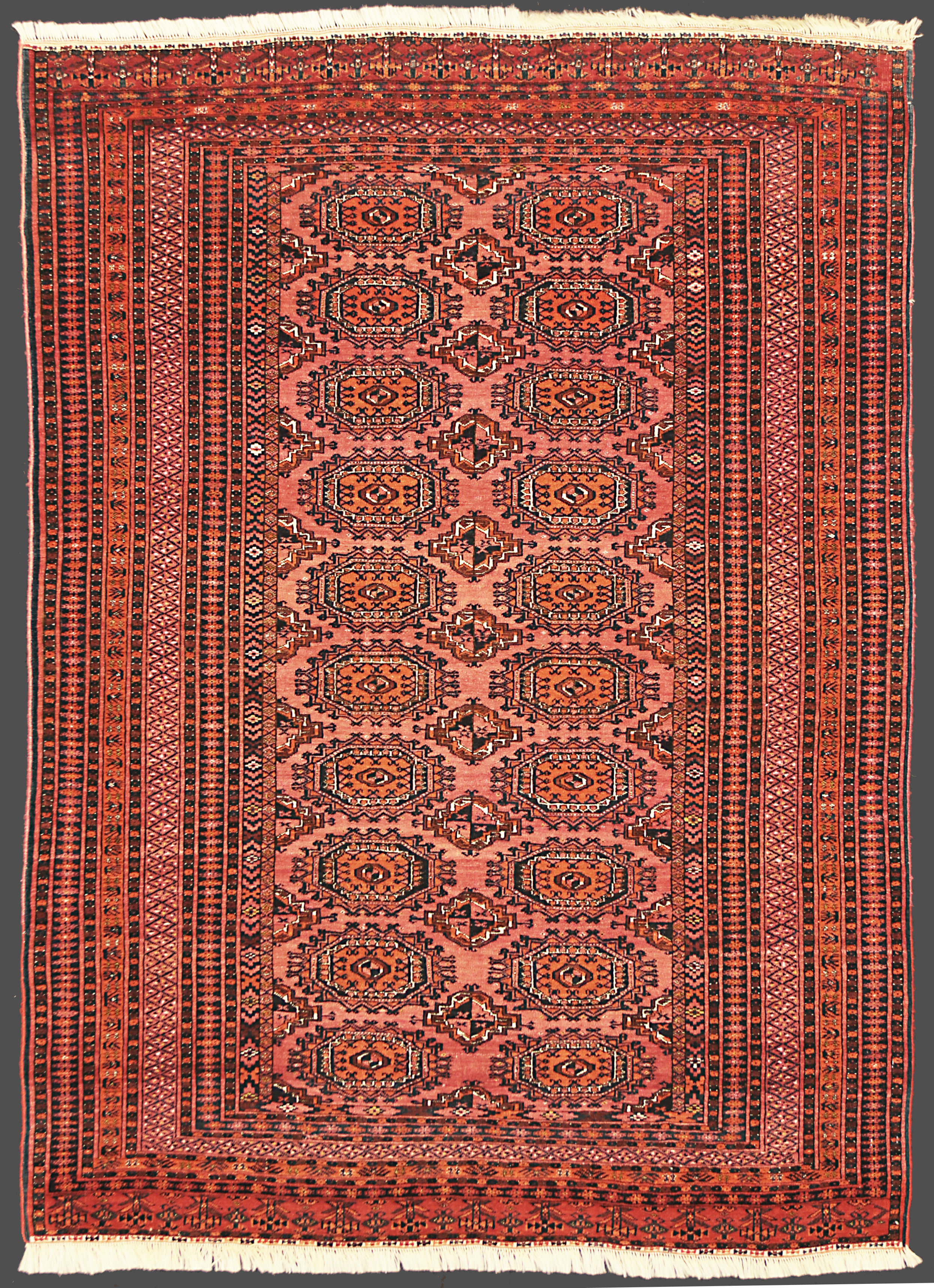 Tekkè wool rug. West Turkestan. About 1900