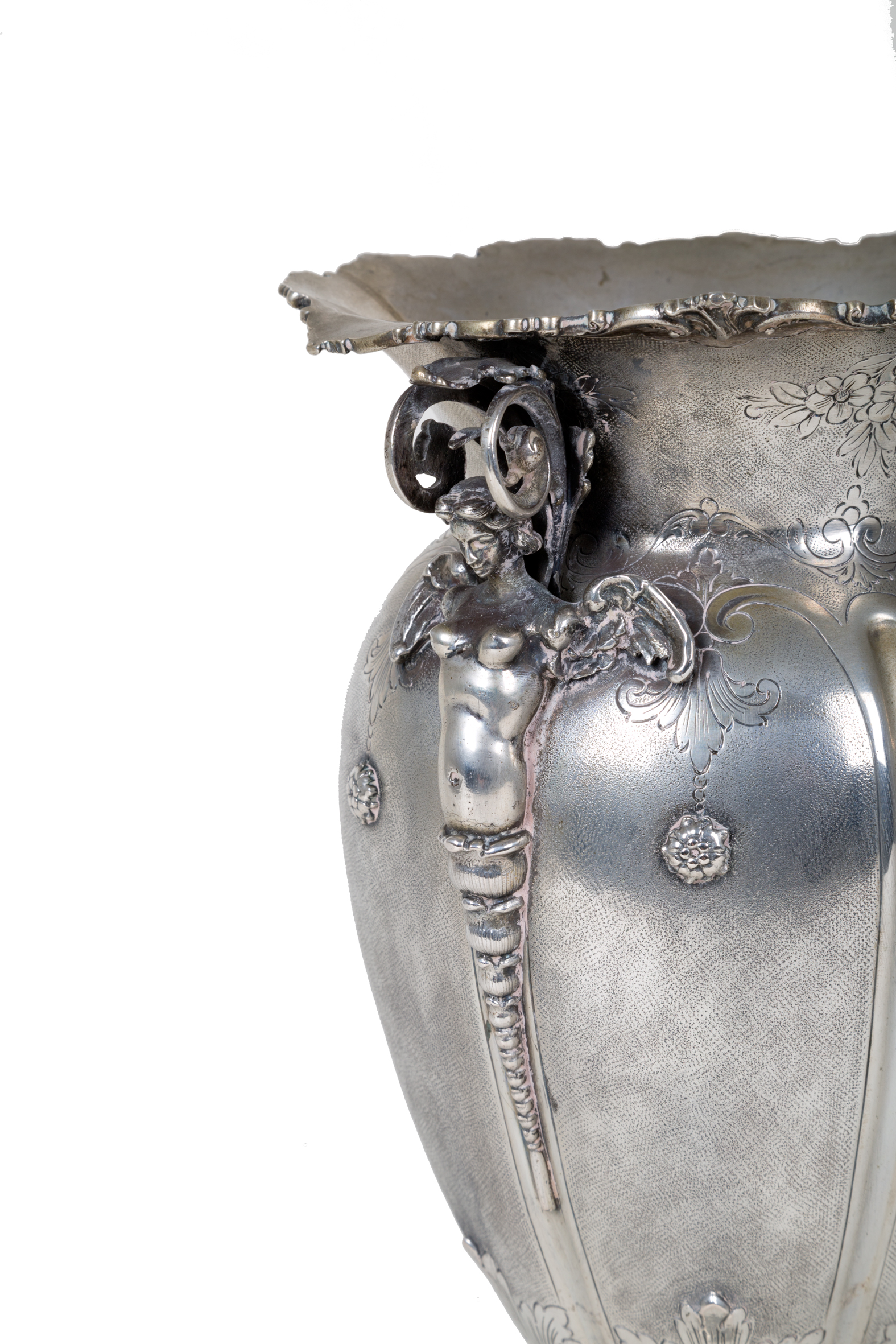 Embossed and chiseled silver vase, gr.1235 ca. - Image 2 of 5