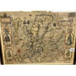 ANTIQUARIAN MAP THE KING DOME OF SCOTLAND BY JOHN SPEED, CIRCA 1630,