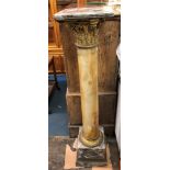 19TH CENTURY GRAND TOUR STYLE MARBLE COLUMN WITH GILT METAL CORINTHIAN CAPITAL ON STEPPED BASE