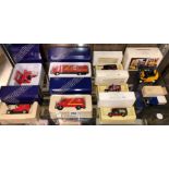 SHELF OF DIECAST MODEL VEHICLES MAINLY ROYAL MAIL VANS AND VINTAGE VANS