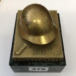 A SWISS MILITARY INTER WAR BRONZE TROPHY/PAPERWEIGHT 1914-1939- SCHUTZENFEST IN LUZERN-STAMPED