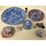 MISCELLANEOUS ORIENTAL CERAMICS-YIXING RED WARE TEAPOT,JAPANESE LOBED DRAGON AND PHOENIX PLATE,