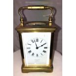 FRENCH 5 PANE CARRIAGE CLOCK ENAMEL DIAL J W BENSON,