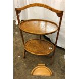 OAK 1930S TWO PLATEAU FOLDING CAKE STAND AND ART DECO DESIGN CRUMB TRAY