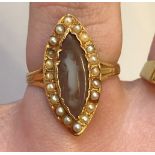 19TH CENTURY YELLOW METAL CAMEO AND PEARL RING (ONE PEARL MISSING) SIZE L 2.