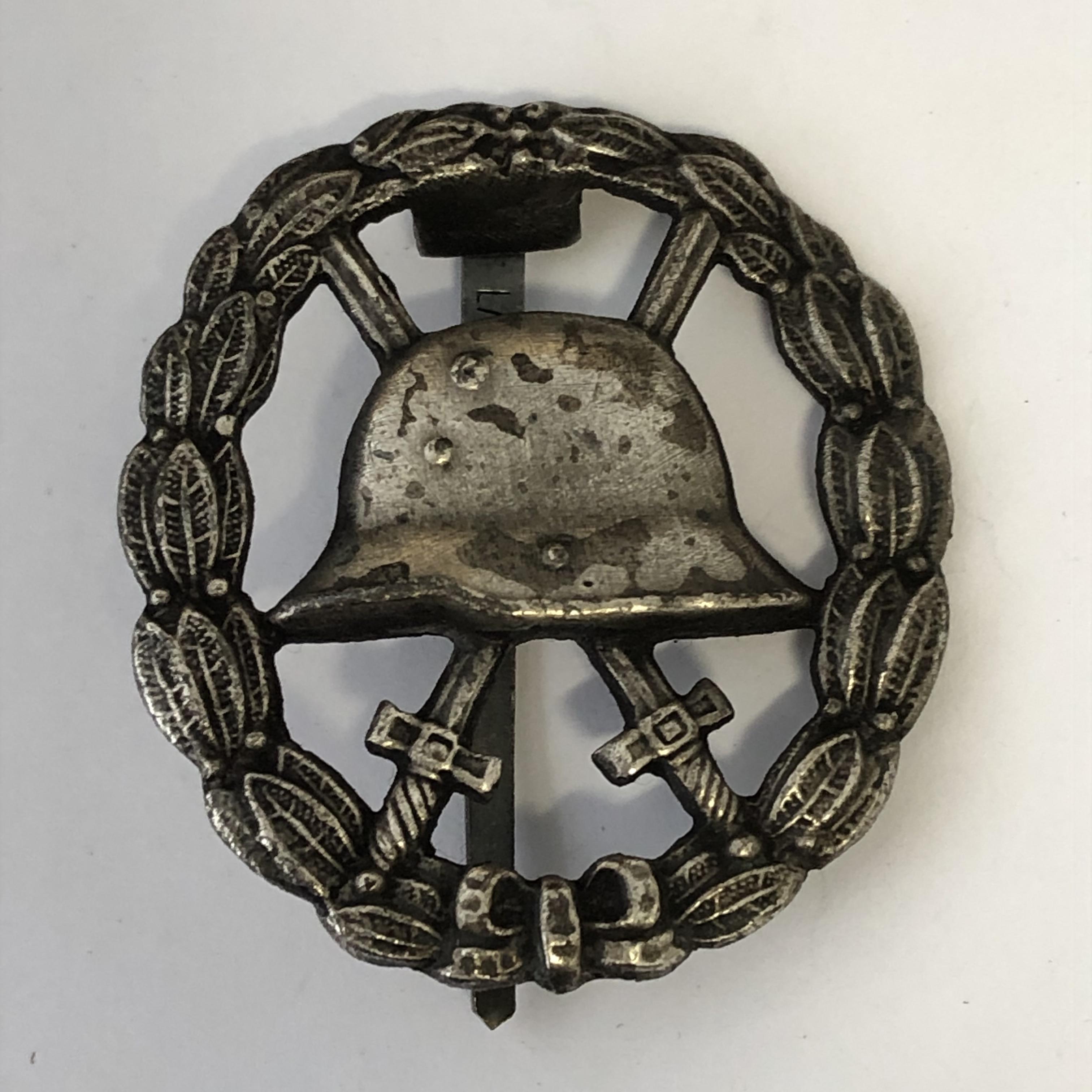 WWII GERMAN NOD ASSAULT BADGE 25ENGAGEMENTS-WWI GERMAN SILVER WOUND BADGE MARKED L12 AND DESTROYER - Image 7 of 8