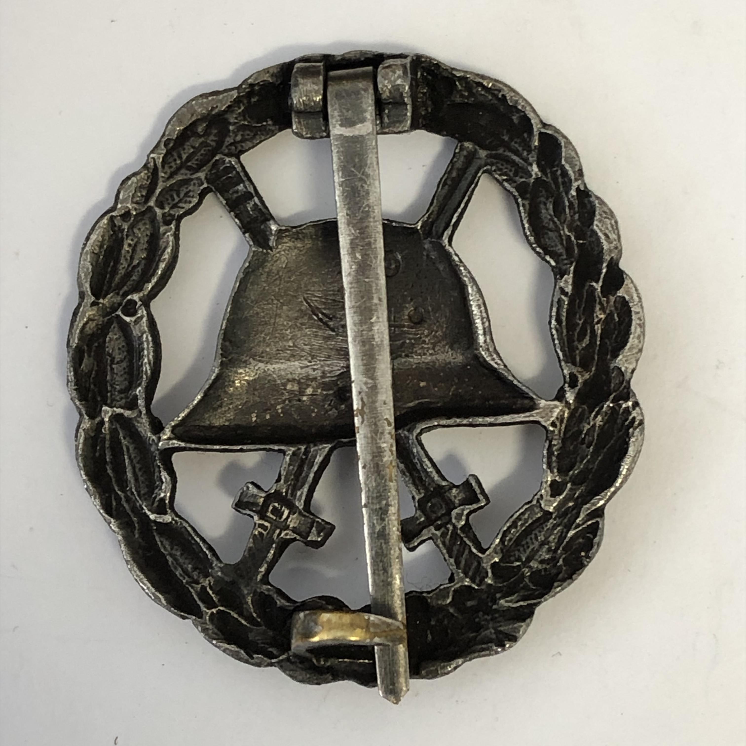 WWII GERMAN NOD ASSAULT BADGE 25ENGAGEMENTS-WWI GERMAN SILVER WOUND BADGE MARKED L12 AND DESTROYER - Image 8 of 8