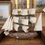 WOODEN SCALE MODEL OF HMS BOUNTY 79CM