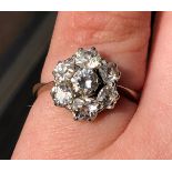 18CT WHITE GOLD SEVEN STONE DIAMOND CLUSTER RING 3.