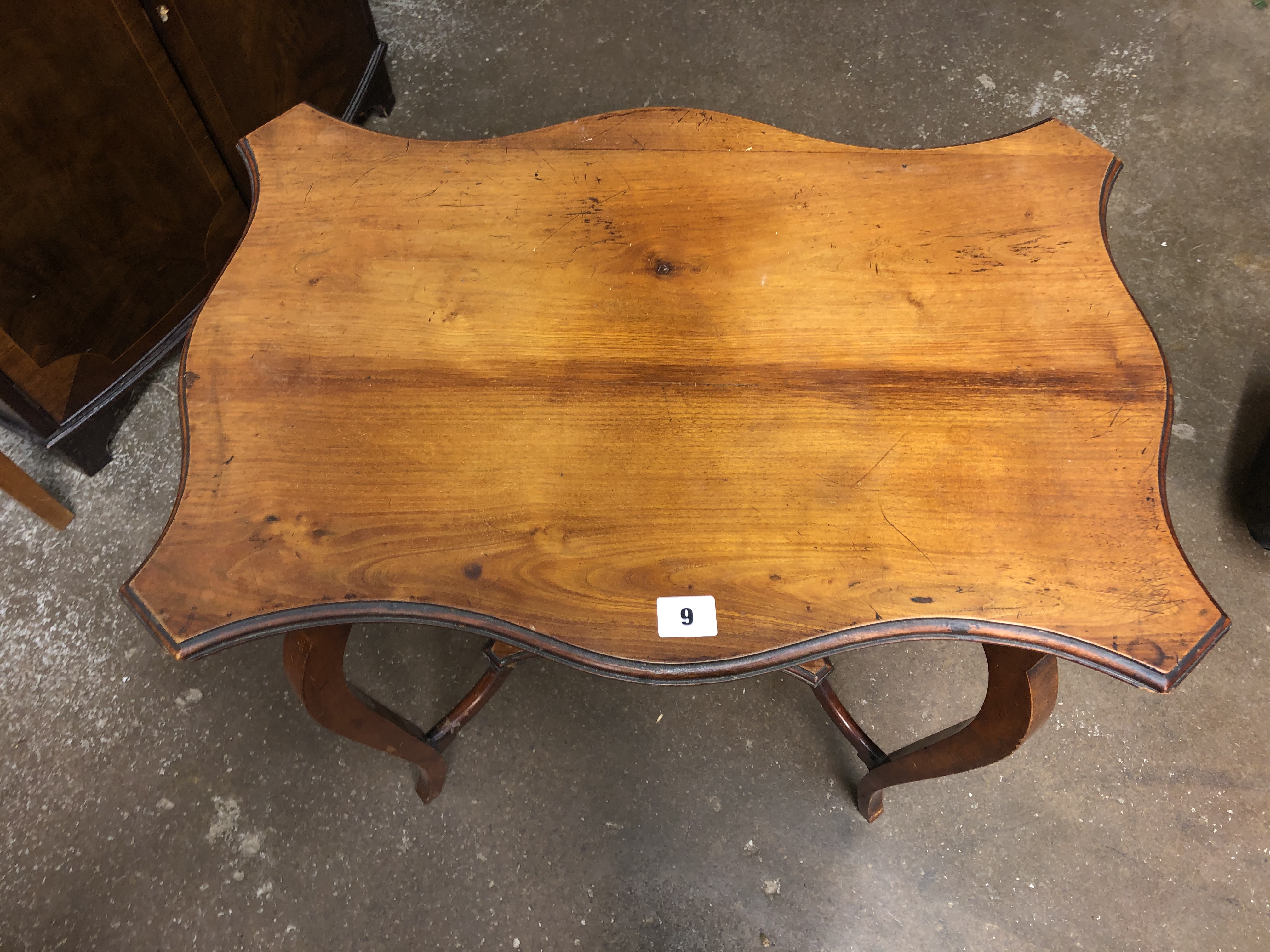 EDWARDIAN SERPENTINE SHAPED TABLE AND A MAHOGANY NEO CLASSICAL STYLE PLANTER TABLE - Image 2 of 4