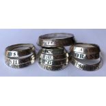 EARLY 19TH CENTURY SHEFFIELD PLATED NAMED BOTTLE COLLARS