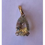 9K GOLD PEAR SHAPED GREEN AMETHYST AND DIAMOND PENDANT 2.