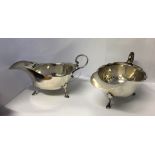 PAIR OF SILVER SAUCE BOATS IN GEORGE III STYLE, WITH EVERTED RIMS,