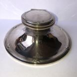 SILVER CAPSTAN INKWELL WITH GLASS LINER-LOADED BASE 12OZ OVERALL