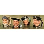 FOUR ROYAL DOULTON LARGE CHARACTER JUGS - ROBIN HOOD, LONG JOHN SILVER,