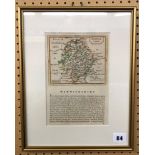 ANTIQUARIAN MAP OF WARWICKSHIRE C1790 F/G POSSIBLY LATER TINTED 14,5X21,
