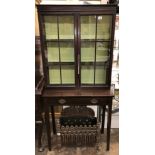 19TH CENTURY MAHOGANY GLAZED CABINET WITH SINGLE SHALLOW DRAWER ON TAPERED LEGS 152CM H X72CMWX