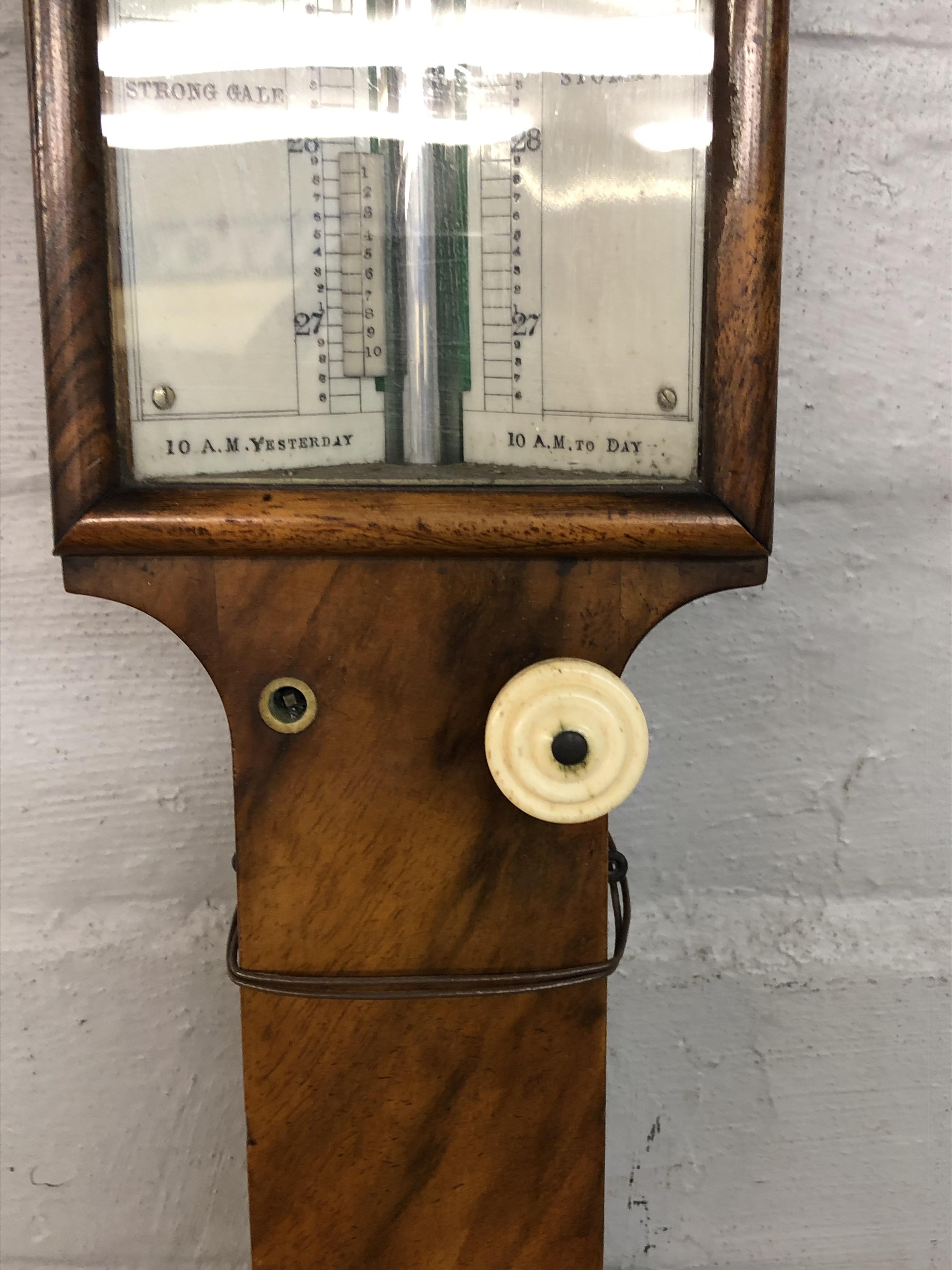 19TH CENTURY WALNUT CASED MERCURY STICK BAROMETER BY CHADBURN OPTICIAN TO HIS ROYAL HIGHNESS , - Image 3 of 5