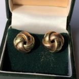 PAIR OF ROSE AND YELLOW 9CT GOLD SWIRL EARRINGS 2.