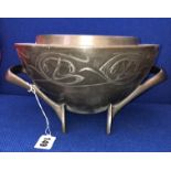 ART NOUVEAU PEWTER TUDRIC TWIN HANDLED BOWL RD 414420-0229 TO UNDERSIDE.