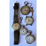 A WHITE METAL CASED FOB WATCH ,A GOLD PLATED DENNISON CASED POCKET WATCH,