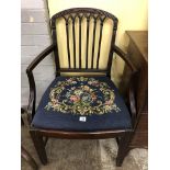GEORGE III MAHOGANY REEDED ARCHED BACK ELBOW CHAIR
