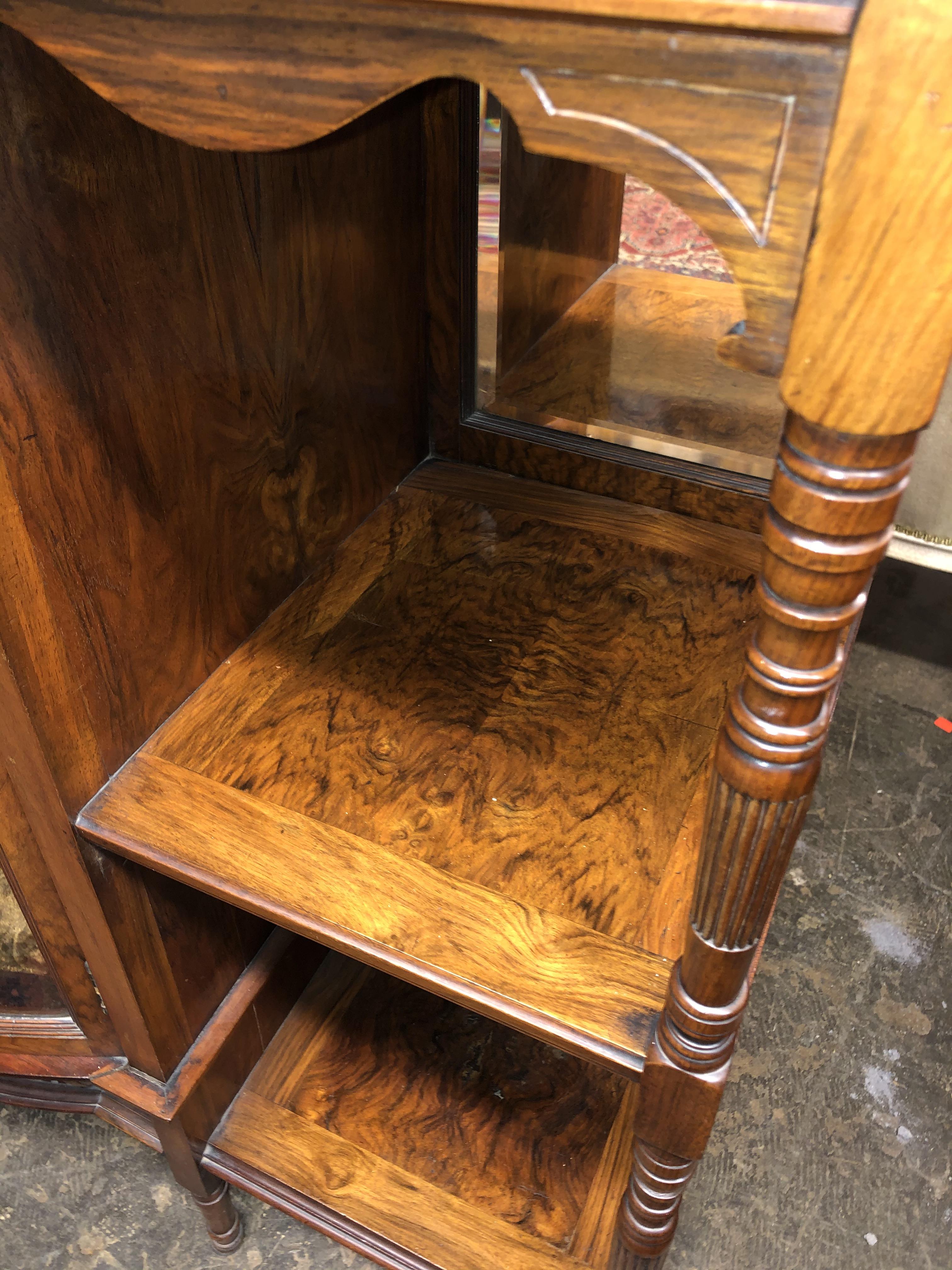 EDWARDIAN WALNUT CROSSBANDED MIRROR BACKED CHIFFONIER CABINET 139CMX183CM HIGH X45CMDEEP - Image 5 of 5