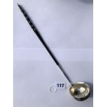 UNMARKED WHITE METAL GEORGEIII COIN INSET BOWL TODDY LADLE