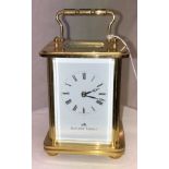 A MATTHEW NORMAN GILT METAL CASED CARRIAGE CLOCK -1754 SWISS MADE 10CM