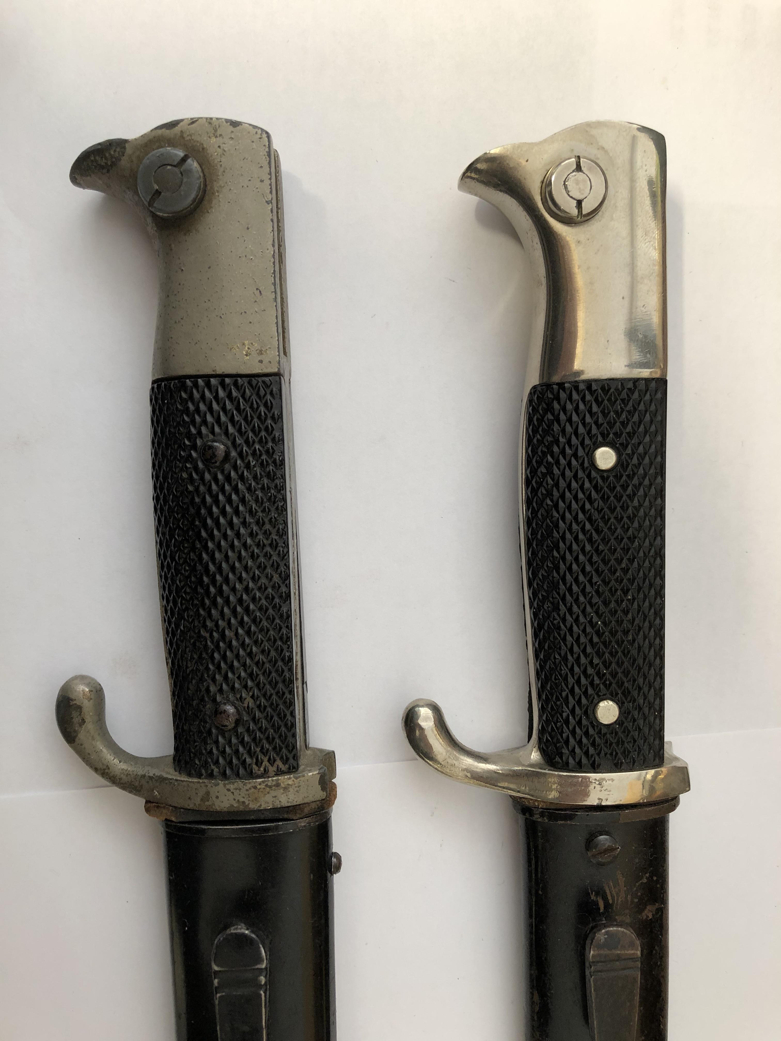 TWO WWII GERMAN DRESS BAYONETS IN SCABBARDS -ONE WITH ENGRAVED BLADE - Image 5 of 12